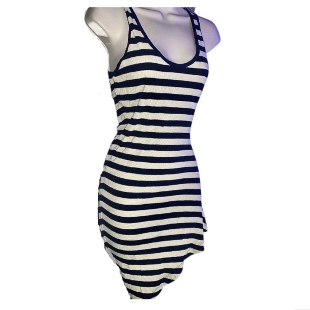 Dark BLUE AND WHITE SRIPED RED 23 DRESS SIZE S